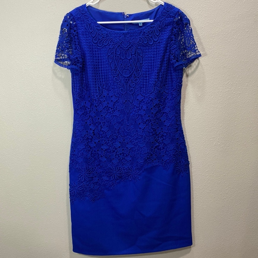 Antonio Melani blue lace dress short sleeve